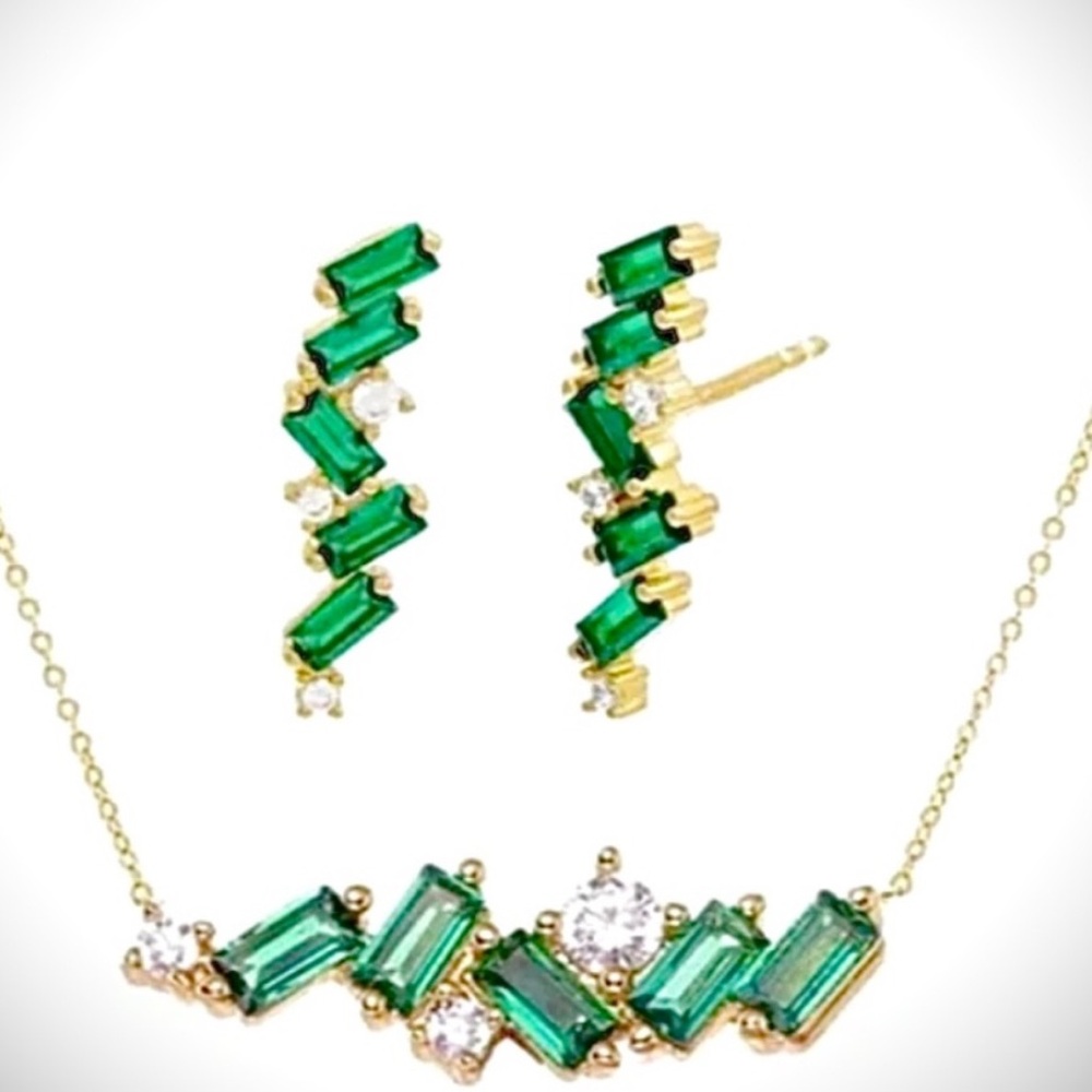 Adina Eden Emerald Green Necklace and Earrings Set NEW